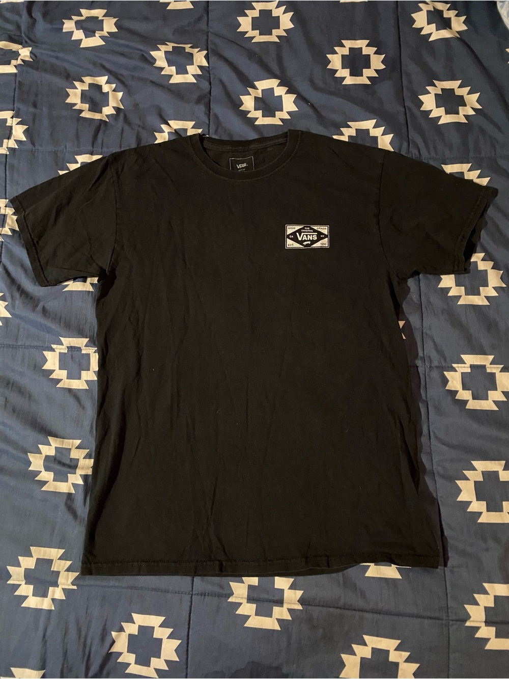 Vans Black Short-Sleeve Tee with Chest Patch Logo